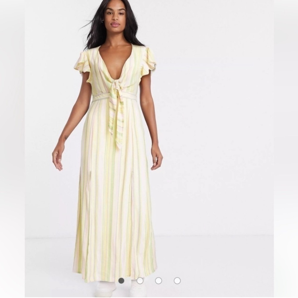 Gilli open back double slit maxi‎ dress